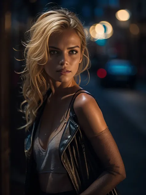 American blonde, skinny, posing,  shows her ass, in a dark street in Prague, full_shot, full_body,(((raw photo))),(8k:1.1),
tank top,(night shoot),mysterious,dark street,Prague,night,((dark night)),((masterpiece)),((realistic)),perfect eyes, detailed human...