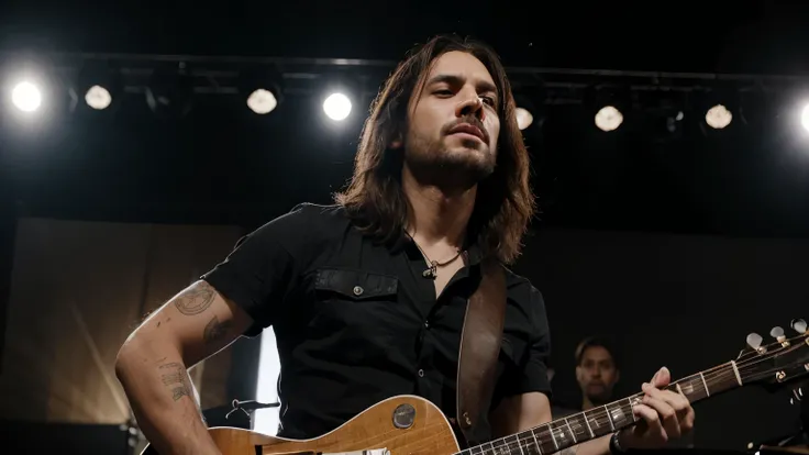 criar banda de rock no palco, apenas com homem