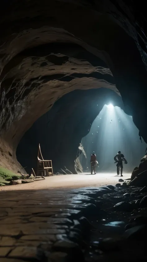 Create the background of a board game that takes place under a cave, that is, inside the cave there will be a dirt path from one point to the other point so that it runs through the entire cave