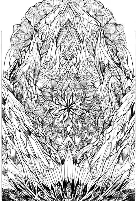 A mountain with intricate pattern inside of it no colour no shading black and white for coloring pages