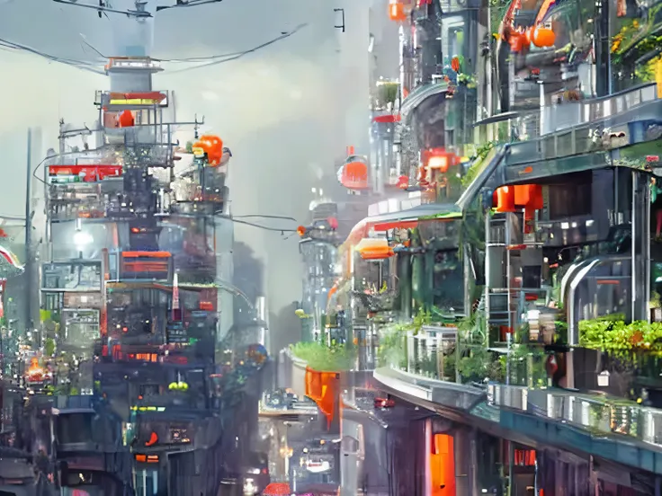 near-future cities, scenes from science fiction movies, acid rain, neon signs, buildings, abandoned city, big city, cinematic li...