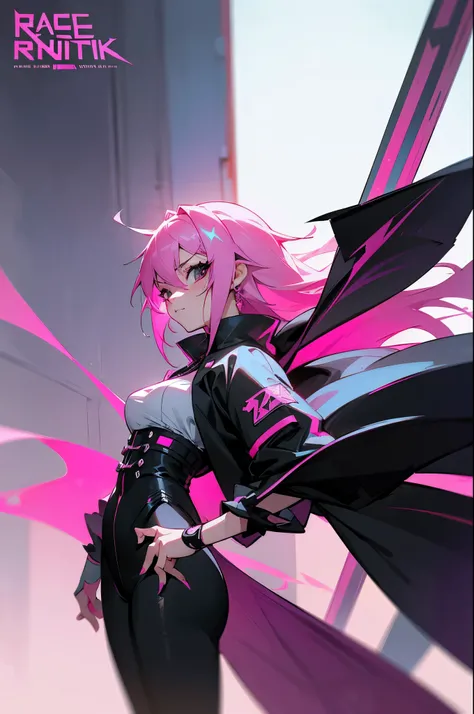 anime girl with pink hair and black eyes holding a bat, rossdraws cartoon vibrant, cyberpunk art style, digital cyberpunk anime art, anime cyberpunk art, anime style 4 k, :: rossdraws, cyberpunk artstyle, cyberpunk anime art, demon slayer artstyle, neonpun...