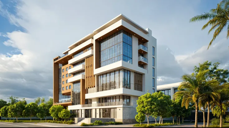Photo brute,Chef-d'ouvrages d'art, High quality, best quality, authentique, Great detail,
dehors, En plein air, style de maison moderne dans la rue, glass windows, grille, plafond en bois,
itinerary,pavement, des arbres, ciel, nuage, (day light:1.1...