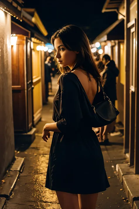 Girl going in hurry at night