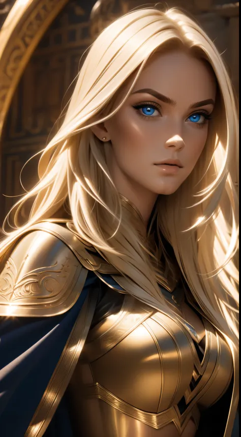 Gorgeous Woman, Valkyrie, Long blonde hair, blue eyes, detailed facial features, proportional hands, proportional fingers, leather armor, fur cape, viking ship,