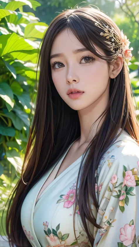 A beautiful anime girl, solo female, painting in a lush garden filled with flowers, highly detailed, 8k, ultra-realistic, photorealistic, intricate details, masterpiece, beautiful eyes, beautiful lips, extremely detailed face, long eyelashes, graceful pose...