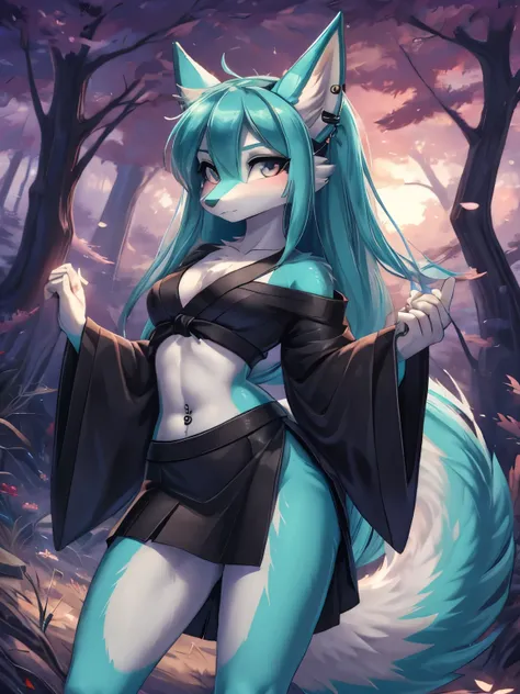 5 girls, harem,Chica anime, anime style, cute hatsune miku x suicune, shy girl , Orejas de Kitsune, arte de dark natasha, autum forest landscape, arte de vixen aztra, cuerpo completo, patas hermosas, cintura delgada, caderas amplias, piernas torneadas, he...