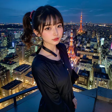 high resolution、Tokyo Tower、Curly ponytail、independent、Exclusive photographer、Night view、