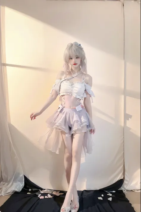 cute swimsuit, see-through, Kamisato Ayaka, Beauty, beautiful女人,Have a perfect body:1.4,Layered Hairstyle,((Big breasts)), ((D cup)), Visible cleavage,Bare shoulders, Highly detailed face and skin texture,Double eyelids,Skin Whitening,Long hair,Whitening l...