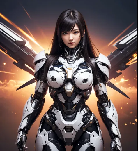 Textured skin, Super Detail, high details, High quality, Best Quality, hight resolution, 1080p, hard disk, Beautiful,(Super Heroine),Oppai Missile,beautiful cyborg woman,Mecha Cyborg Girl,Battle Mode,Girl with a Mecha Body,She wears a battle cyborg mech wi...