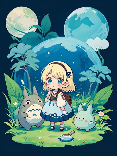 Eri Kamijo style、Kawaii Design, most beautiful girl ever、Chibi, (((expedition)))、Totoro, Blue Earth