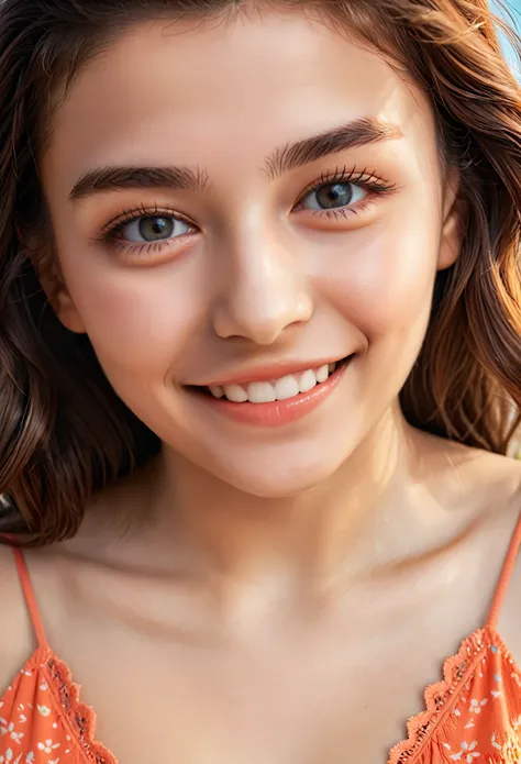 (best quality,4k,8k,highres,masterpiece:1.2),ultra-detailed,(Ultra-realistic, photorealistic,photo-realistic:1.37), 1 beautiful young girl, 17yo, smiling seductively, sitting on coral coast in Australia, detailed eyes, delicate facial features, long eyelas...