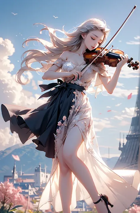 ((Full body image))((masterpiece:1.5,Highest quality,Highly detailed images,Beautiful images、Realistic、Photorealistic、2.5D))(1girl, cute girl)((Detailed face、White skin、medium beautiful breasts、Best Looks、white hair:1.5、Arranged Hair、Bright shiny hair、Hair...