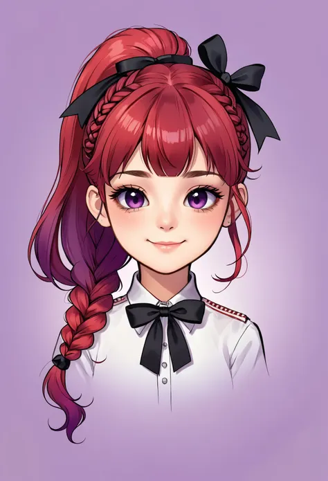 1girl,artist name,bangs,black bow,black ribbon,bow,braid,chibi,closed mouth,eyebrows visible through hair,gradient,gradient back...