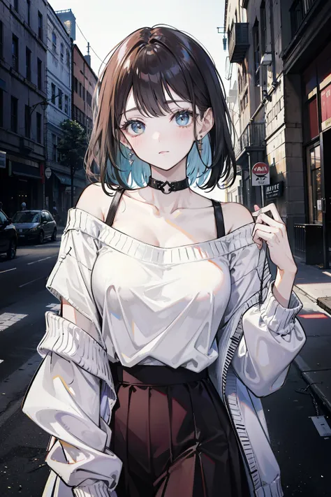 ((best quality)), ((masterpiece)), (detailed), 1 Girl, Off-shoulder sweater, 