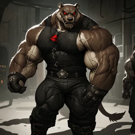 a huge muscular old grizzly bear, bane from batman, extremely detailed, hyper realistic, 8k, photorealistic, ultra detailed, extremely sharp focus, intricate details, cinematic lighting, dramatic shadows, powerful presence, bane mask, fierce expression, ve...