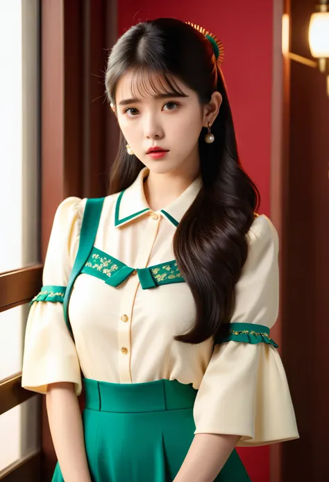 iu1, serious look, model shooting style, (extremely detailed cg unity 8k wallpaper), full-length photos of the world&#39;s most ...