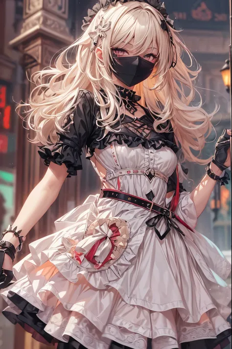 best quality,ultra-detailed,((background:outside street1,8)),(beautiful details outside the street),(cowboy shot),((one boy1,8)),((fem boy1,8)),((trap)),((bulge1,8)),black-choker,((blonde short hair)),((man’s face1,8)),((dress up as a woman)),((blush)),((f...