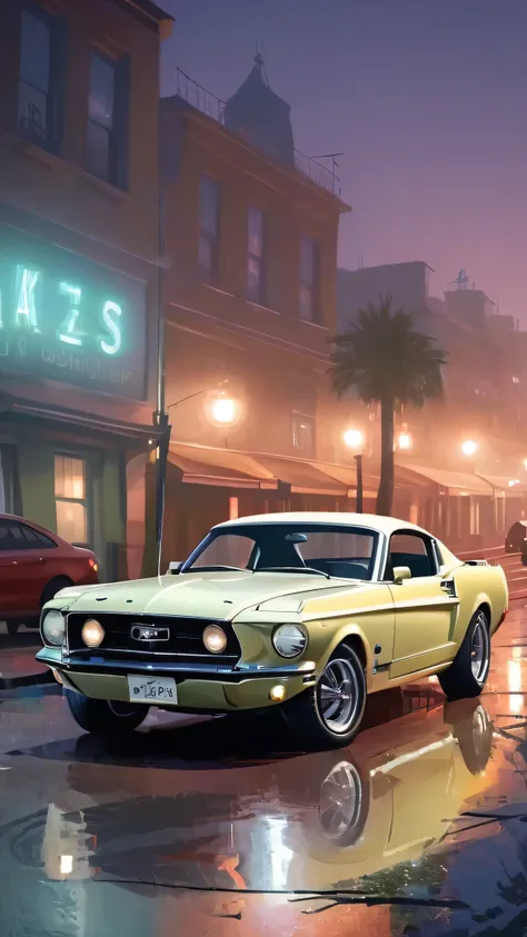 illustration: ford boss 429 mustang, luz volumetrica estilo gta. in this captivating illustration, we are transported to a realm...