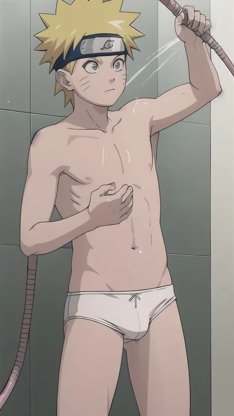 Naruto, shirtless, underpants, pink brief, showering, 12-year-old boys,