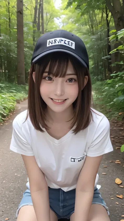 closeup shot , Best picture quality (8K, high resolution, Masterpiece: 1.2), super detailed,  215 Short Hair, 16-year-old woman, 

situation: 「My Neighbor Totoro」A scene of exploring the forest recreating the scene from。
clothing: Casual outdoor style（Deni...