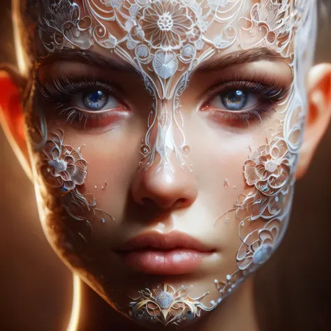 ((close-up portrait,))) masterpiece, a model lace brazier, 8k beautiful 25 year old, (((close-up portrait,))) (Frontal view:1.4), symmetrical face, symmetrical eyes, hyper 8k detailed photo, 8k resolution concept art by greg rutkowski, artgerm, wlop, alpho...