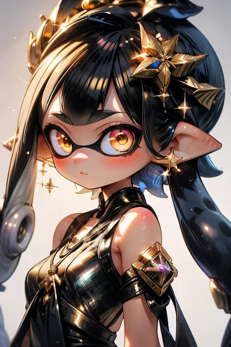 immerse yourself in the elegance and sophistication of a beautiful splatoon girl with captivating sparkling golden eyes. utilizi...