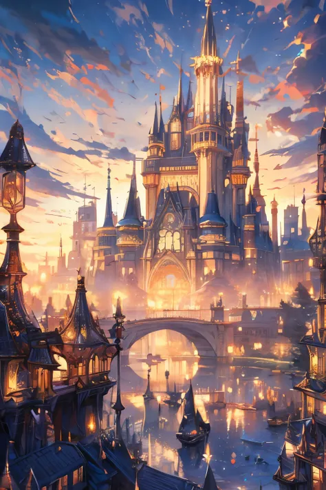 haze, Thomas Kinkade, Aaron Wiesenfeld、Beksinki、Adrian Eversen、Gedimins Plankevicius、Escher, Intricately refined textures, Matte painting details, Deep Color, wonderful, A mysterious school of magic with intricate details、