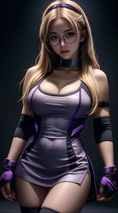 Casual Photography of beautiful solo gamer blonde female, gaming junior student in sexy opened shirt, round glasses, choker, dark gaming room, flashing tits, rim lighting, two tone lighting, dimly lit, low key, seductive look, highly detailed hdr photo, pu...