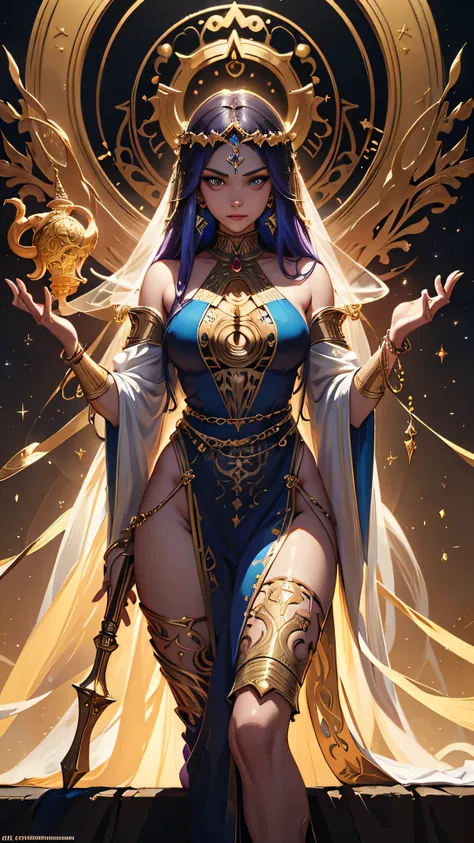 (the goddess of sand, beautifully decorated like in the movie, golden dress, shiny gold tattoo), (galactic shaman with quantum e...