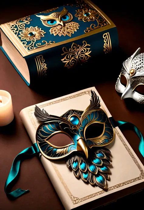 a book with a bookmark and a cotton blindfold, gorgeous detailed cotton blindfold, intricate and textile, intricate artwork, neon eyes, blindfold, fantastic detailed eyes, masquerade mask, exquisitely detailed orixa, owl-face blindfold