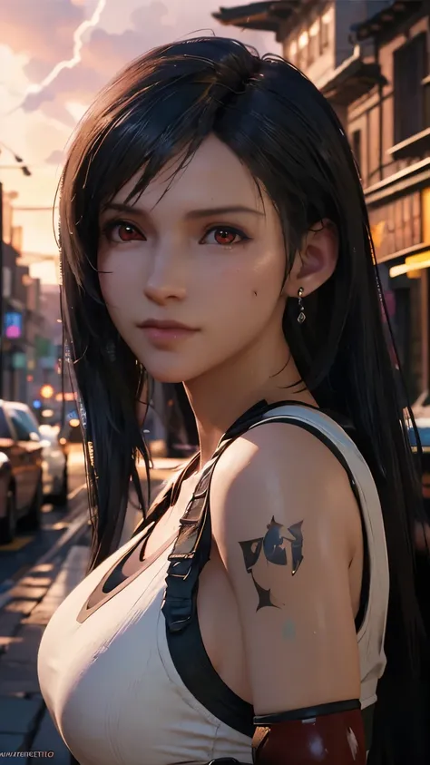 (final fantasy Tifa Lockhart, One girl, alone, big bouncing bust), complicated, elegant, Very detailed, Digital Painting, Art Station, Concept Art, Smooth, Sharp focus, figure, ArtJam、Greg Rutkowski、Alphonse Mucha、William Adolphe Bouguereau、Art by Stephani...