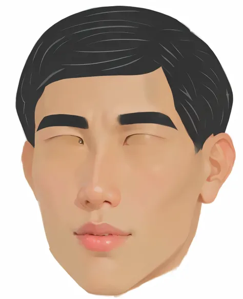 a cartoon man with a black hair and a pink lip, detailed face of a asian boy, with very highly detailed face, asian face, south east asian with round face, with detailed facial features, illustration of to pout, accurate detailed face, single realistic fac...