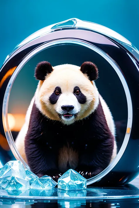 Panda made of ice、glossy、transparent、Instagram、８K、high resolution