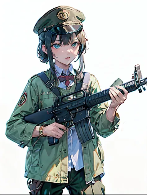 (masterpiece, best quality:1.4), solo, 1girl, using an m16a2