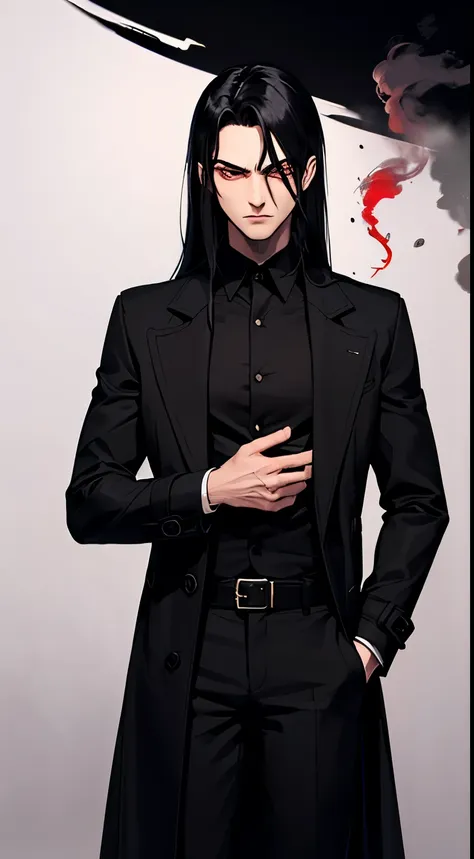 (((long hair))), vampire, one handsome young man of 30 years old ((thin body)), ((long black straight hair)), ((red eyes)), ((bl...