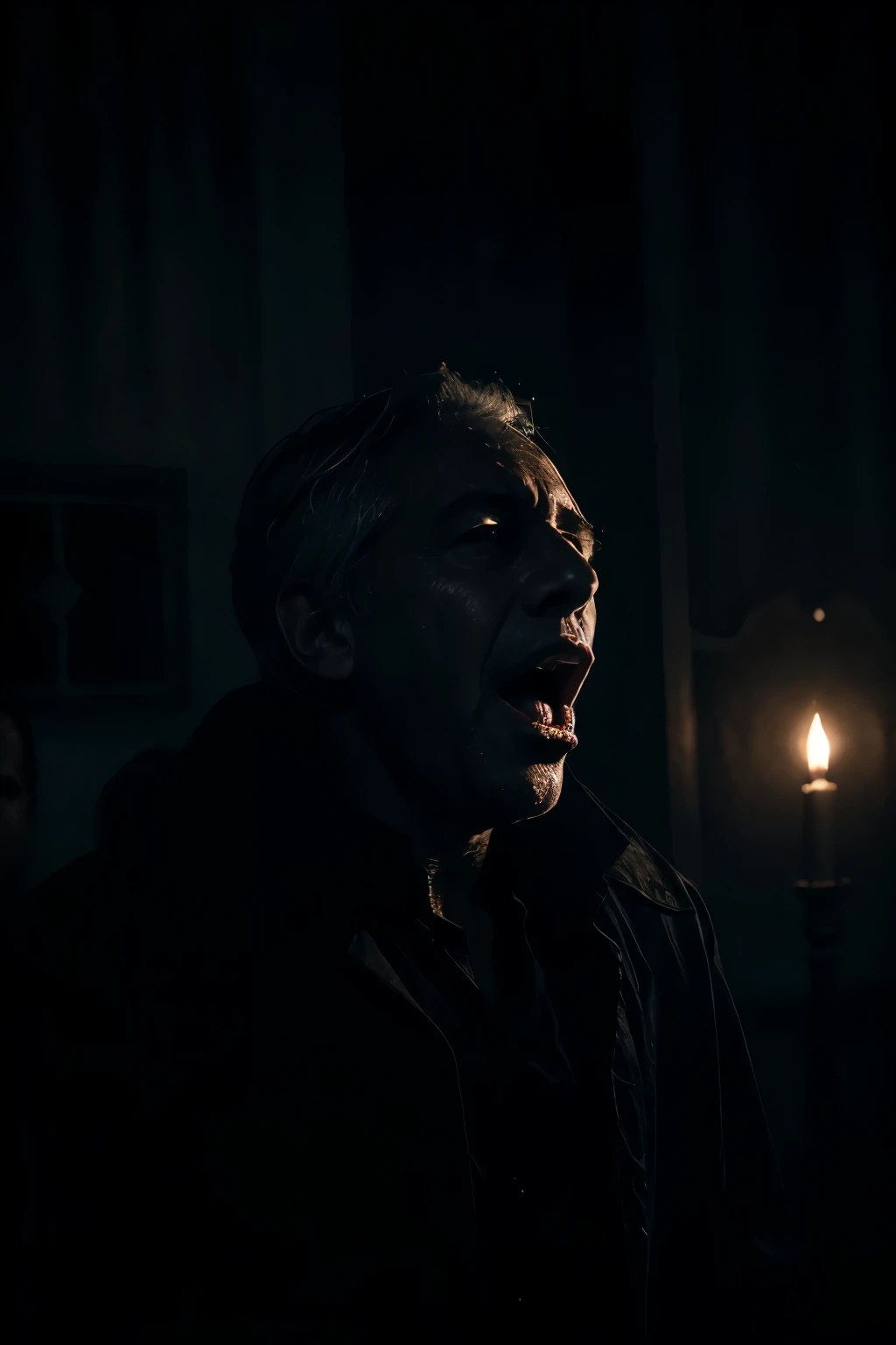 a ghostly apparition of jeffrey epstein screaming in agony, highly detailed, hyperrealistic, photorealistic, 8k, detailed facial features, haunting expression, ethereal lighting, dramatic shadows, dark moody atmosphere, ominous presence, supernatural eleme...