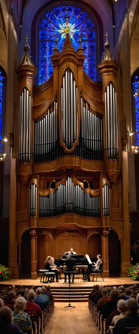 image:8k ultra-high resolution、the solemn and sacred atmosphere of the pipe organ concert elp live(masterpiece、meticulous crafts...