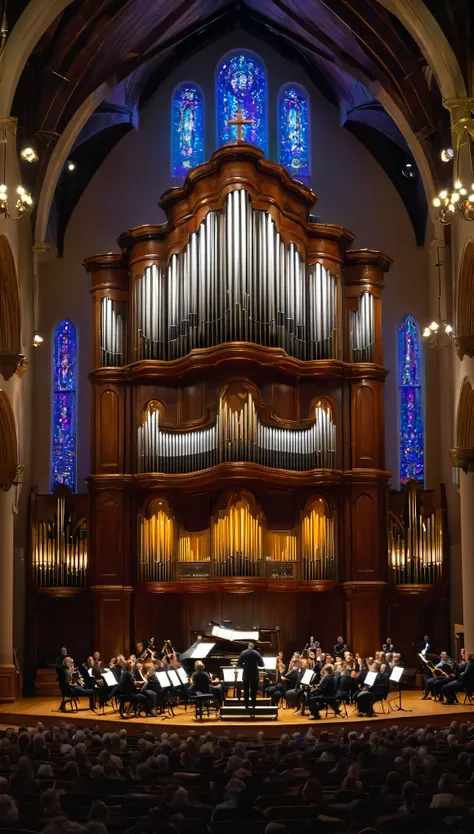 image:8k ultra-high resolution、the solemn and sacred atmosphere of the pipe organ concert elp live(masterpiece、meticulous crafts...