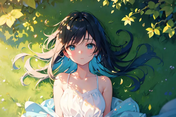 Create exquisite illustrations reminiscent of Makoto Shinkais style, It has ultra-fine details and top-notch quality. Generate a high-quality illustration depicting a scene of summer where a beautiful girls hair is blowing in the wind. Ensure that the over...