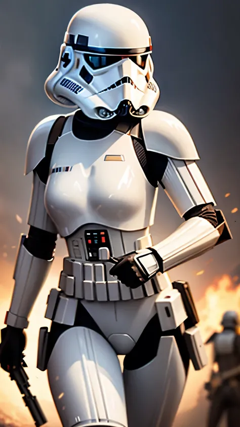 wearing shiny stormtrooper armor, a Star Wars imperial agent, wearing stormtrooper armor, imperial Star Wars style, storm trooper, stormtrooper, trooper, female stormtrooper, slender waist, medium breasts, wide hips, thigh gap, stormtroopers, Star Wars cha...