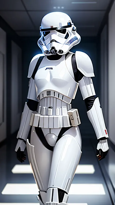 wearing shiny stormtrooper armor, a Star Wars imperial agent, wearing stormtrooper armor, imperial Star Wars style, storm trooper, stormtrooper, trooper, female stormtrooper, slender waist, medium breasts, wide hips, thigh gap, stormtroopers, Star Wars cha...