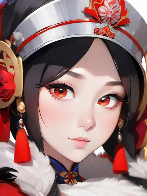 a close up of a woman in a red dress with a hat, beautiful render of tang dynasty, ancient chinese princess, kazakh empress, a young woman as genghis khan, ((a beautiful fantasy empress)), chinese empress, chinese princess, ancient chinese beauties, inspir...