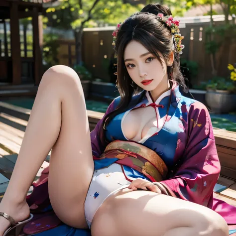 1 Girl,cherry_flowering,Hanfu,Open your legs，Ocean