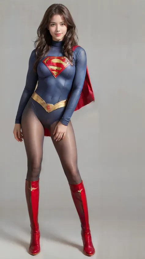 No background、She always has her mouth open、She always has a troubled look on her face、Always close your eyes、(((Beautiful legs in black tights.)))、(((Stretch your legs、expensive、美しいsmileを表現する)))、((((Make the most of your original images)))、(((Supergirl Co...