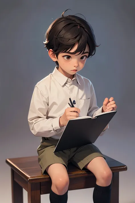 a boy studying image in animation