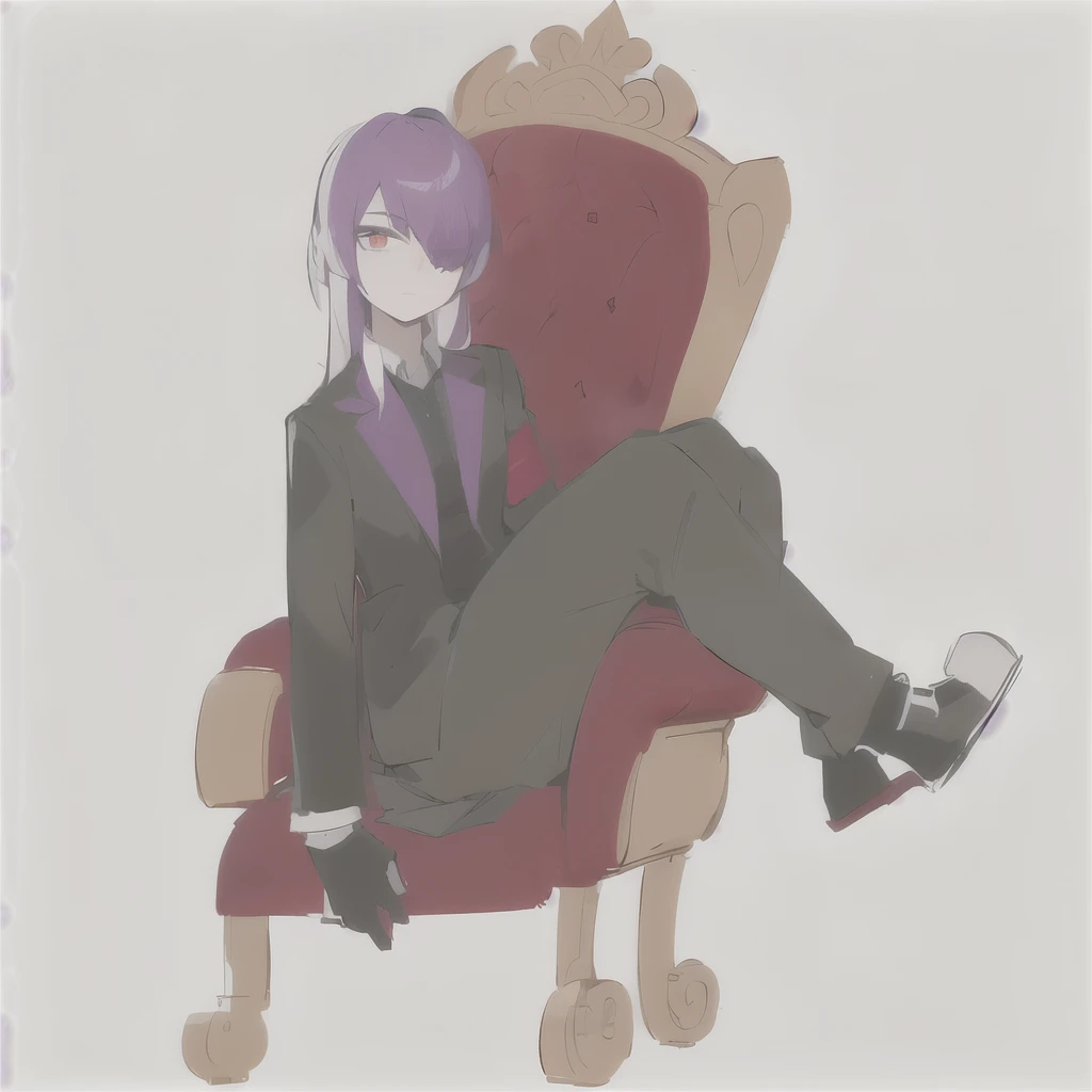 A cartoon character sits on a red chair and has a crown on top., 2D art, 2D art, 2D anime style, sitting on the throneของพระองค์, Villain&#39;s posture, sitting on the throne, Sit on a fancy chair., Sit on the throne., Sit on the throne., 2D anime, Digital...