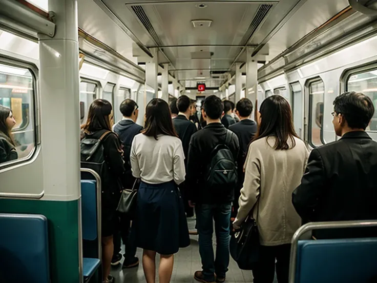 People standing together in the train