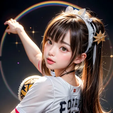 NSFW, 8k, High-level, absurd, masterpiece, best quality, primitive, very detailed CG, very detailed wallpaper, perfect lighting, Extremely detailed (((The personifying " Hanshin Tigers Professional Baseball Team " as a Little Girl))), MysticSight, Tyndall ...