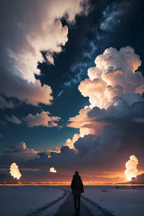 Annual lighting display, cumulonimbus clouds, voluminetric lighting, Big sky